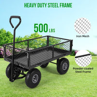 Chariot de jardin Garvee en acier robuste, pliable, capacité de charge de 227 kg, insert amovible, pneus pneumatiques de 20 cm, poignée ergonomique, polyvalent au jardin