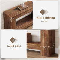 Garvee Table Console 120 cm en Bois Massif avec 2 Étagères, Style Maison de Campagne, pour Salon et Entrée, Marron