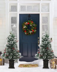 Garvee sapin de Noël artificiel, lot de 2, 90 cm, 78 LED à fibre optique (blanc chaud), 8 modes d'éclairage, base semi-circulaire