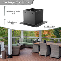 Garvee Base de poteau en acier 2 mm pour poteau 15 × 15 cm, support renforcé noir pour terrasse, deck et pergola