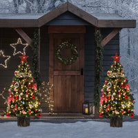 Sapin de Noël artificiel vert Garvee de 1,37 m (4,5 pi) avec 300 lumières DEL, 8 modes d'éclairage, aiguilles en PVC, pot en ciment pour une utilisation intérieure et extérieure, branches denses, vert