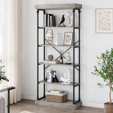Garvee Étagère industrielle à 6 niveaux avec structure métallique pour salon et bureau, 187×80×30cm, style vintage