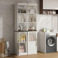 Garvee colonne de rangement salle de bain 178 cm, meuble étroit autoportant avec porte et étagères ouvertes, pour petits espaces
