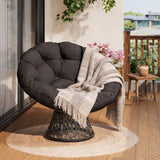 Garvee Fauteuil Papasan en Rotin avec Coussin Confortable, Rotation 360°, Structure en Acier, pour Salon, Chambre et Coin Lecture - Gris