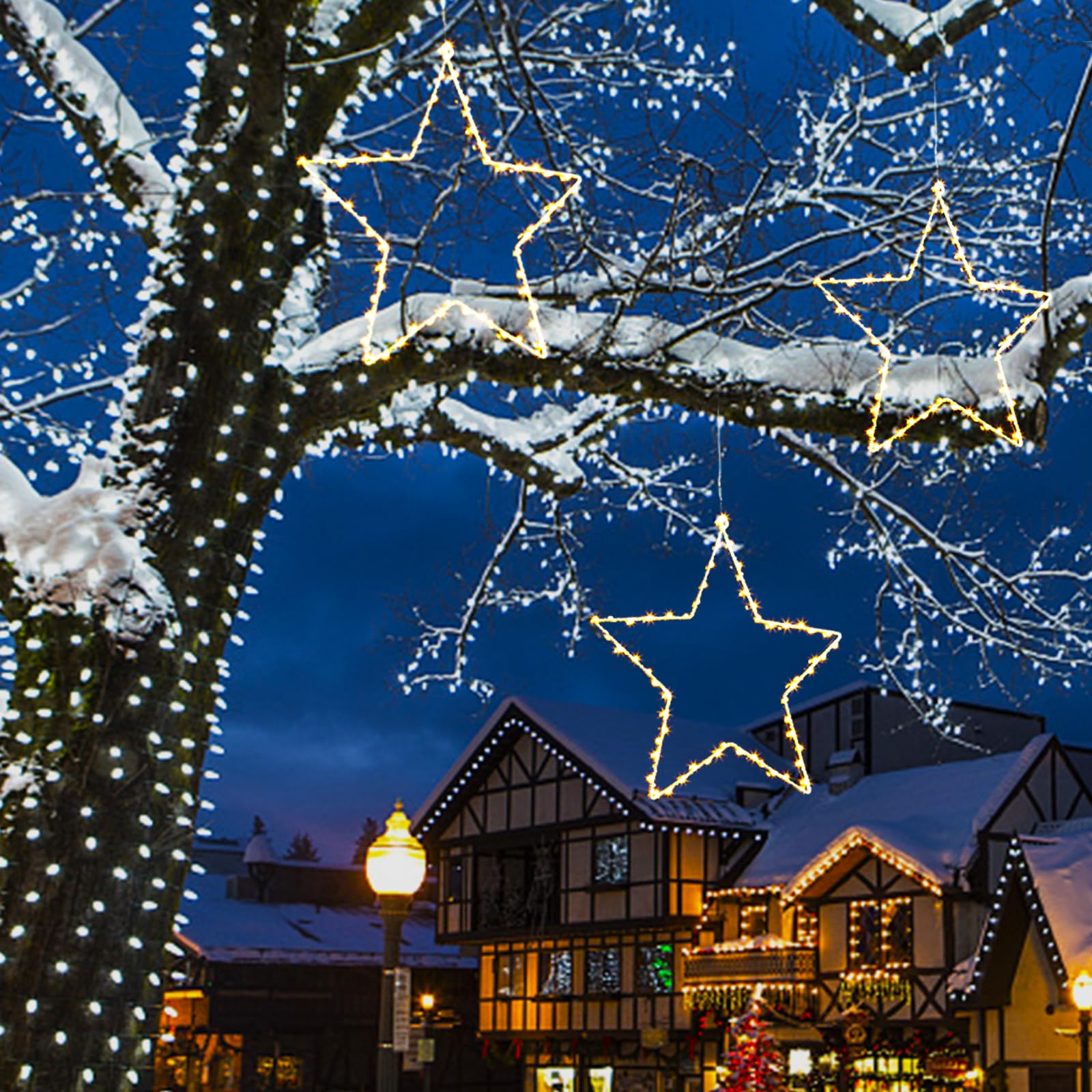 Guirlande lumineuse Garvee Star à LED blanc chaud, fonctionne sur piles, pour chambre et jardin, 31 x 33 cm, lumière douce