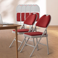 Ensemble de 6 chaises pliantes Garvee avec rembourrage, structure en métal, pliables, revêtement en cuir PU, ergonomiques, empilables, rouges, pour le bureau et le camping