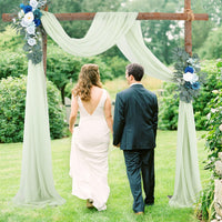 Arche de mariage Garvee, rideau en mousseline et tulle transparent 70x550cm, gris et vert, décoration de mariage