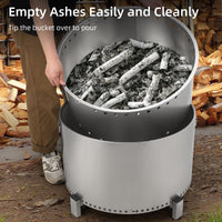 Brasero Garvee 69 cm sans fumée – Panier à feu en acier inoxydable avec cendrier amovible et poignées pour jardin et terrasse