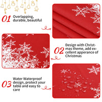 Garvee Nappe ronde Décoration de Noël Flocon de neige Imperméable Anti-taches Rouge 152 cm Salle à manger