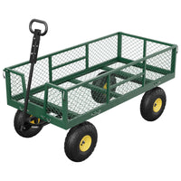 Chariot de jardin GARVEE 408 kg (900 lb), acier renforcé, côtés grillagés amovibles, poignée réglable, pneus 25 cm, vert