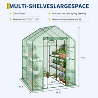 Serre Garvee 57 x 57 x 76 pouces (145 x 145 x 193 cm) à 3 niveaux et 12 étagères, bâche épaisse en PE, fenêtre, portable pour l'intérieur et le jardin.