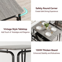 Garvee table de salle à manger pour 2 personnes avec chaises rembourrées, en MDF, structure en métal, gain de place, idéale pour les petits appartements, carrée, grise
