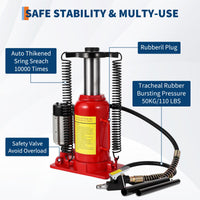 Cric bouteille hydraulique pneumatique Garvee 20 T, en fonte, rouge, pour voitures et camions, capacité de levage de 18 tonnes (40 000 lb).