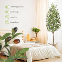 Garvee Olivier Artificiel 213 cm avec Pot Lesté au Ciment, Branches Ajustables, Décoration pour Maison et Bureau, Entretien Facile