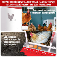 Garvee pondoir métallique pour poules à 10 compartiments, acier galvanisé robuste, système de collecte automatique des œufs par roulement, conception ventilée, fixation murale, rouge, pour poulailler et basse-cour