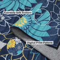 Tapis de salon Garvee lavable en machine à motif floral, antidérapant, plat, pour chambre, cuisine, chambre d'enfant, bleu, 160 x 230 cm