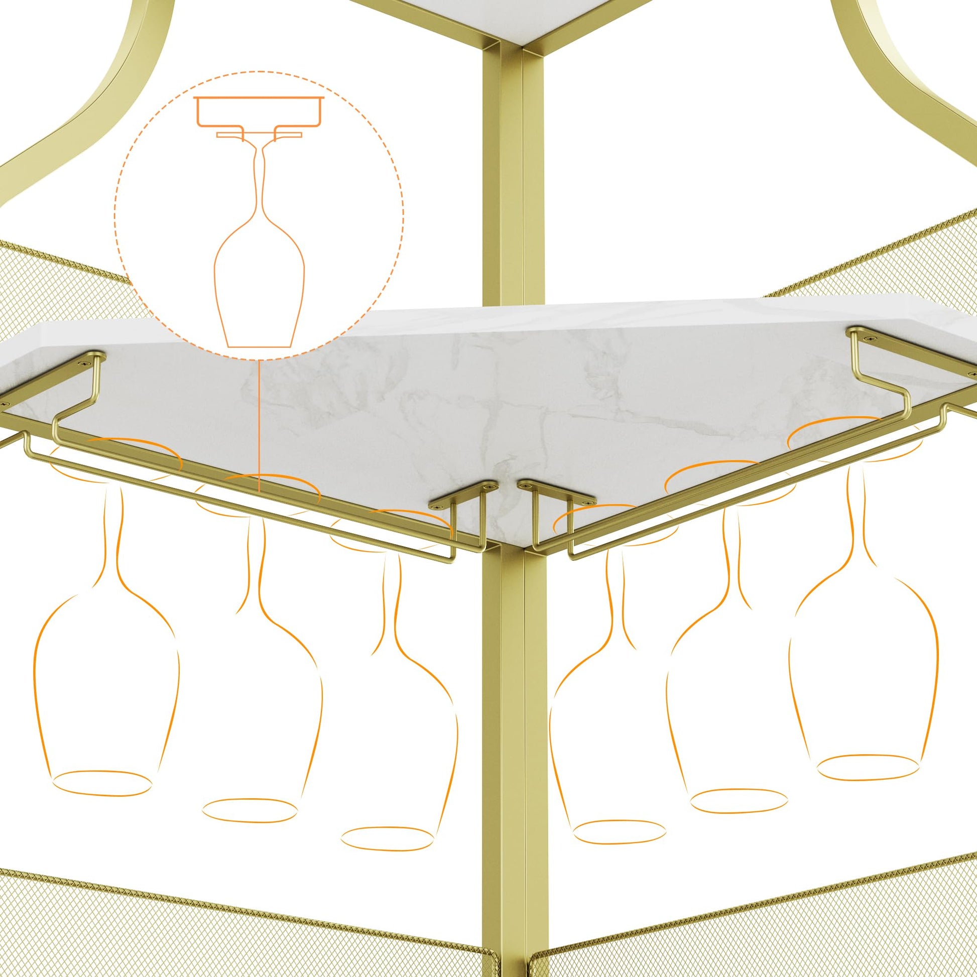 Meuble bar d'angle Garvee pour spiritueux avec étagères réglables, 155 cm, style industriel, structure robuste en MDF et métal, porte grillagée, porte-verres, autoportant, cuisine et salon, noir