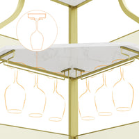 Meuble bar d'angle Garvee pour spiritueux avec étagères réglables, 155 cm, style industriel, structure robuste en MDF et métal, porte grillagée, porte-verres, autoportant, cuisine et salon, noir