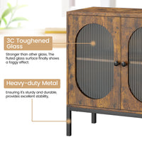 Garvee buffet avec façade en verre et étagère réglable, 80 cm, pour salon et cuisine, brun rustique