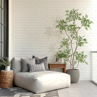 Plante artificielle Nandina Garvee de 1,80 m avec pot en céramique blanche, idéale pour le bureau et le salon. Réaliste, facile d'entretien et durable.