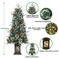 Sapin de Noël artificiel Garvee 125 cm avec éclairage LED et socle renne - Décoration de Noël festive
