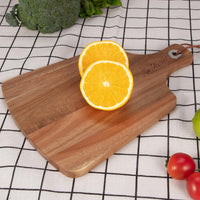 Planche à fromage Garvee, planche à découper en bois d'acacia avec poignée pour les réceptions, 38 x 25 cm, bois naturel, design réversible