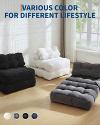 Canapé-lit pliant 3 en 1 Garvee avec coussins, soutien lombaire ergonomique, confort en mousse déchiquetée, tissu velours côtelé, gris, une place, pour salon et chambre