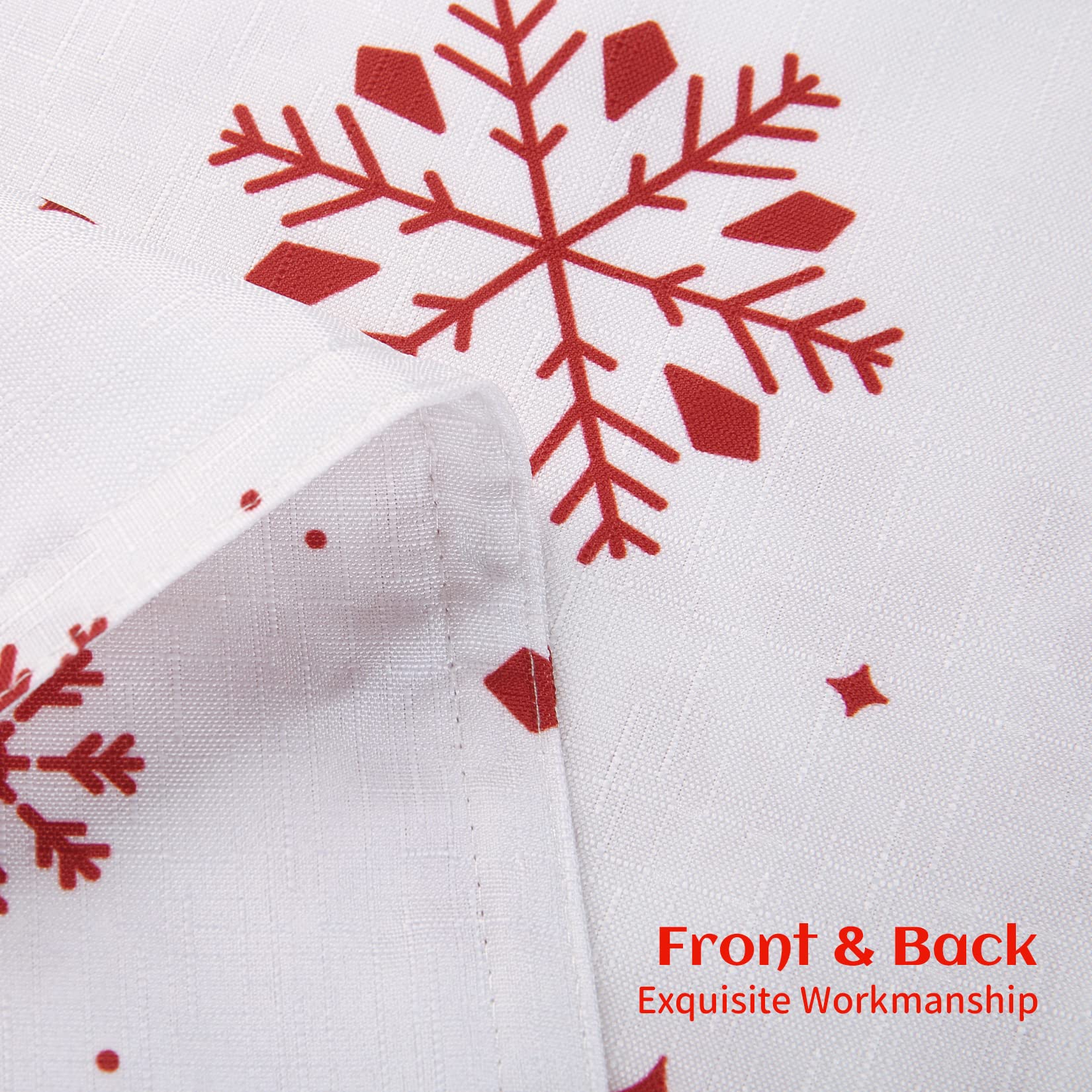 Ensemble de nappes de Noël Garvee avec dentelle, imperméable, sans ourlet, motif flocons de neige, blanc, 54 x 70 pouces et 13 x 70 pouces, décoration de table pour la cuisine et les fêtes