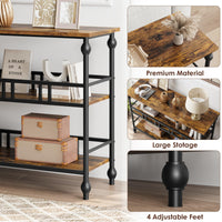 Garvee Console industrielle à 3 niveaux avec rangement, structure métal et MDF, style vintage, pieds réglables, pour entrée et salon, 109 × 30 × 80 cm, vintage