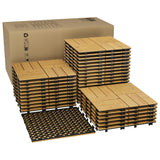 Garvee lot de 33 dalles de terrasse en bois d'acacia, résistantes à l'eau, antidérapantes, pour terrasse et balcon, bois solide, installation facile - Jaune