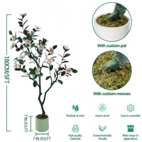 Magnolia artificiel Garvee de 1,80 m avec fleurs et feuilles épanouies, pot robuste pour salon et bureau, vert