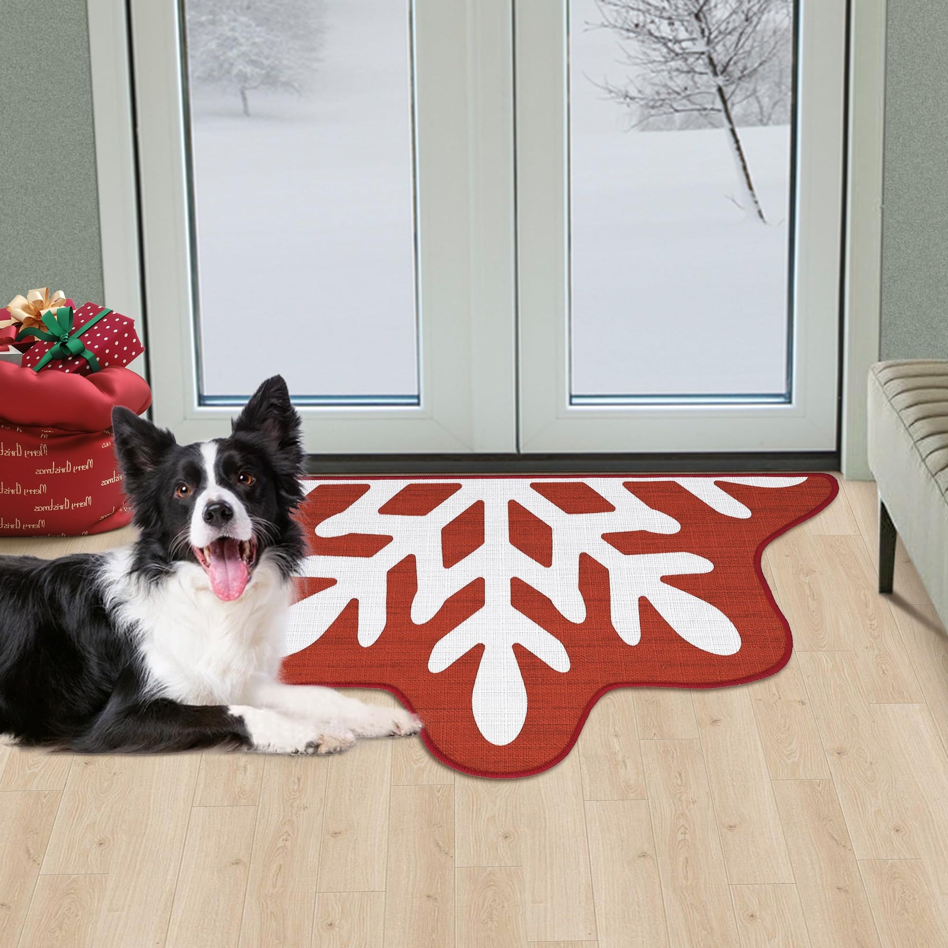 Tapis de porte décoratif de Noël Garvee, motif neige, intérieur 50 x 80 cm, multicolore
