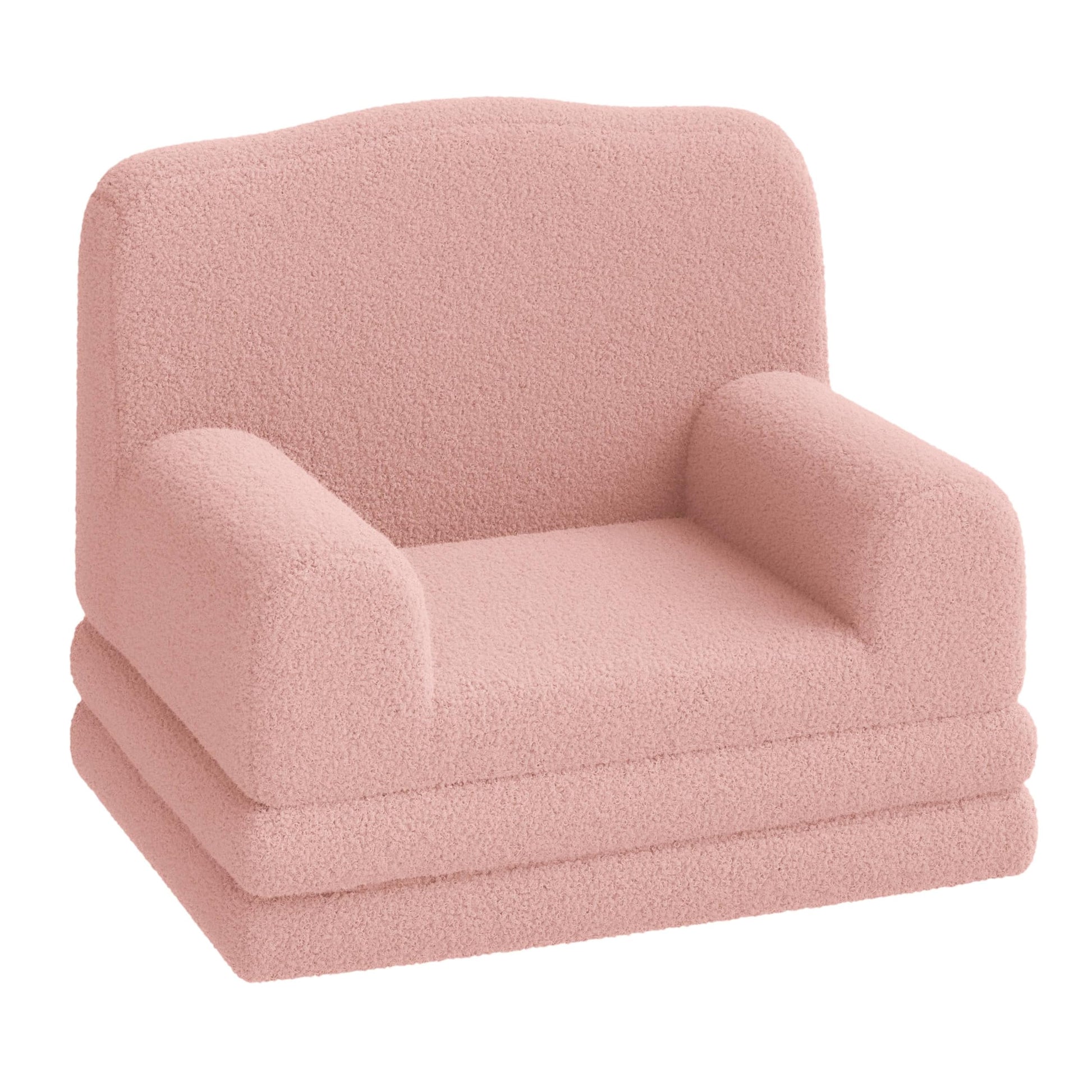 Canapé Garvee Kids 2-en-1 réversible, canapé et méridienne, rose couronne, pour salle de jeux, mousse confortable, housse douce en sherpa
