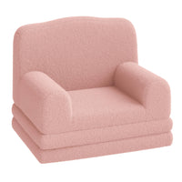 Canapé Garvee Kids 2-en-1 réversible, canapé et méridienne, rose couronne, pour salle de jeux, mousse confortable, housse douce en sherpa
