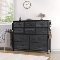 Garvee commode à 10 tiroirs, revêtement en tissu, glissières métalliques, plateau en bois imperméable, idéale pour la chambre et le salon