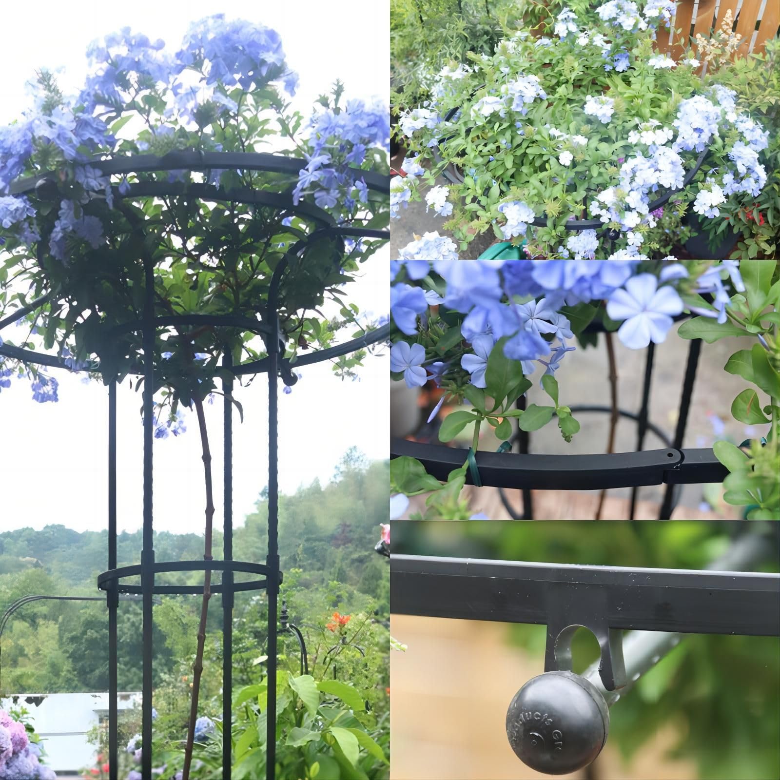 Support vertical rond en treillis Garvee Gardena pour plantes grimpantes, fleurs, arbustes et légumes, en acier, 119 cm (47 pouces), noir.