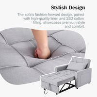 Canapé-lit/fauteuil convertible 3 en 1 Garvee, revêtement en lin, 192 x 96 x 59 cm, gris clair