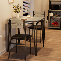 Garvee Ensemble table à manger 2 personnes, gain de place, sièges rembourrés, bois, dossiers ergonomiques, structure métal, idéal maison et bureau à domicile