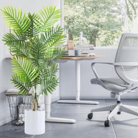 Palmier artificiel Garvee de 120 cm avec pot, tronc ajustable, polyester résistant, vert, idéal pour le bureau et le salon.