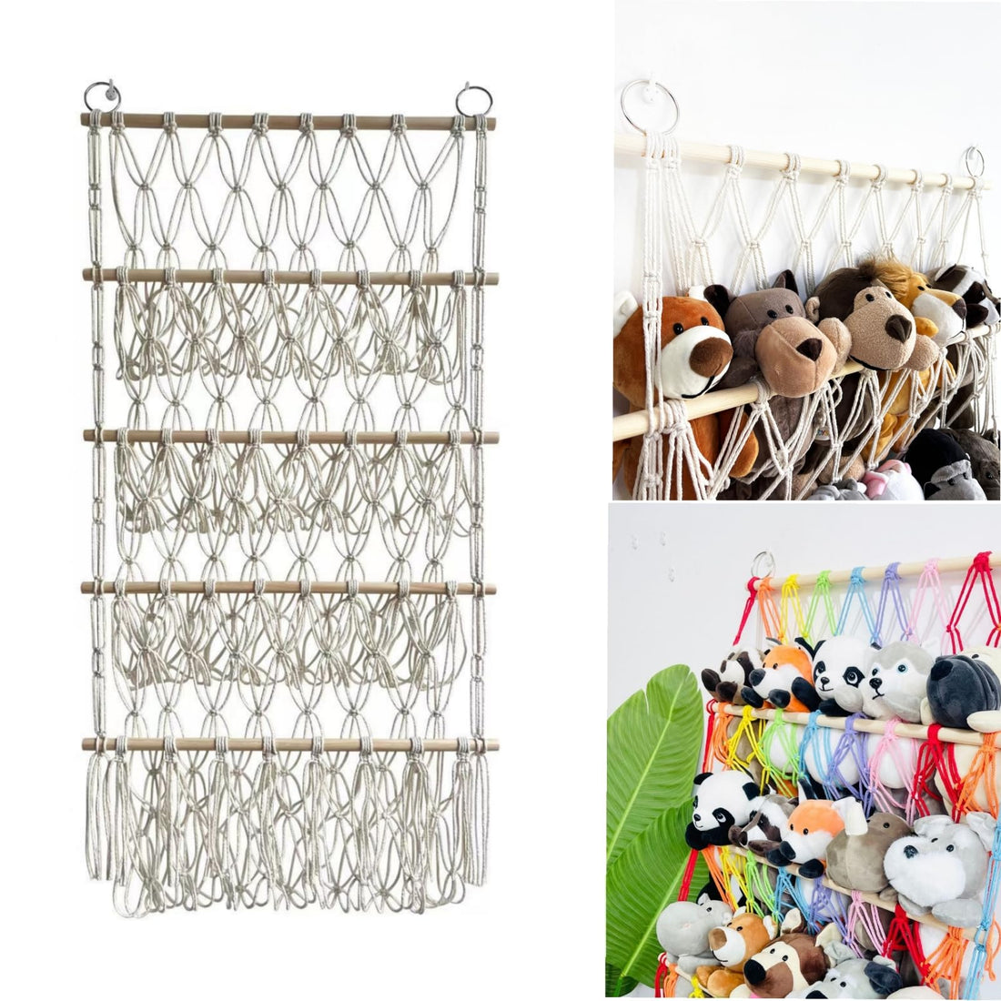 Garvee Étagère à peluches à 4 niveaux, organisateur de jouets suspendu pour chambre d'enfant, 105 × 52 cm, blanc