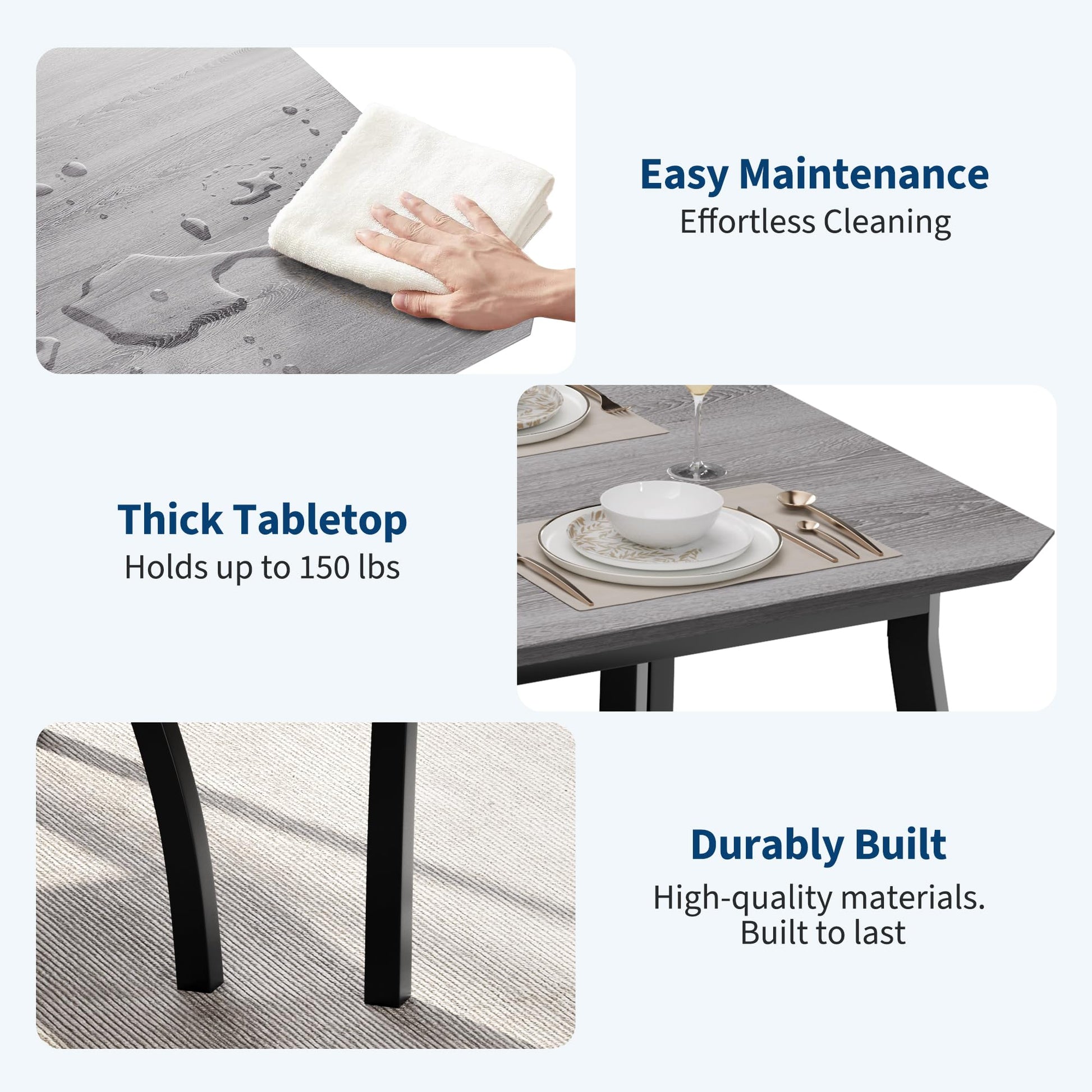 Ensemble de salle à manger Garvee 3 pièces pour 2 personnes avec chaises rembourrées en PU et table en bois MDF, compact, robuste, gris, idéal pour les petites cuisines et les appartements.