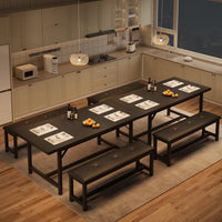 Ensemble table et chaises extensibles Garvee pour 4 à 6 personnes, 160 cm, bois, noir rétro, gain de place, stable, facile à assembler