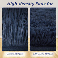 Tapis Garvee bleu marine 2,4 x 3 m (8 x 10 pieds), velours moelleux 4 cm, polyester antidérapant et doux pour salon et chambre.