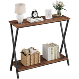 Console étroite Garvee, style campagnard, structure en bois et métal en forme de X, idéale pour le salon et l'entrée. Dimensions : 80 cm (L) x 30 cm (l) x 81 cm (H), noire. - noir