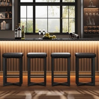 Ensemble de 4 tabourets de bar Garvee, 62,5 cm, revêtement en similicuir, structure en métal, sans dossier, idéal pour îlot de cuisine ou salle à manger, style moderne