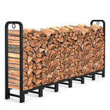 Support à bûches Garvee 244 x 30,5 x 105 cm, en métal, réglable, capacité de charge de 300 kg, revêtement en poudre, pour une utilisation intérieure et extérieure, noir.