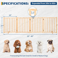 Barrière pour chien en bois Garvee, autoportante, non peinte, en pin, antidérapante, 4 panneaux, pour la maison et les escaliers