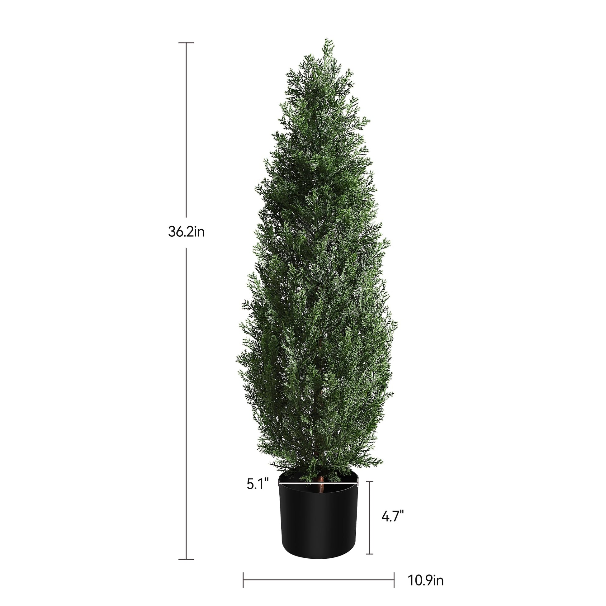 Garvee Lot de 2 arbres artificiels cèdre 91 cm, faux arbustes avec protection UV, décoration intérieure et extérieure pour entrée, terrasse, balcon et jardin