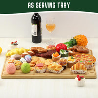 Planche à découper en bambou Garvee 61 x 41 cm avec rainure juteuse pour la cuisine et la préparation des aliments, robuste, polyvalente, couleur bois