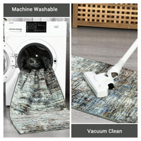 Tapis Garvee moderne lavable, motif abstrait, pour salon, chambre ou chambre d'enfant, 120 x 170 cm, bleu-gris, polyester